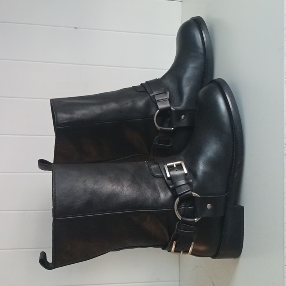 Topshop Black Leather Moto New Boots. - Picture 2 of 7